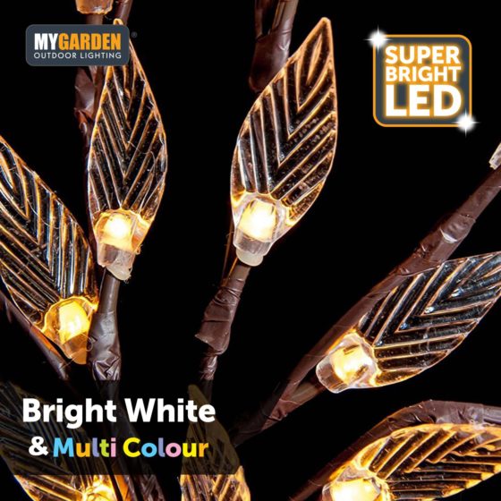 Garden Triple Tree Solar Light With Leaves Bright White Multicolour 72cm 60 LED 6641