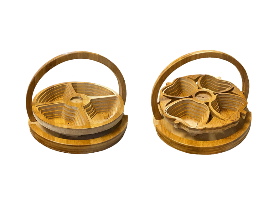 Collapsible Foldable Bamboo Fruit Basket Bowl Assorted Designs
