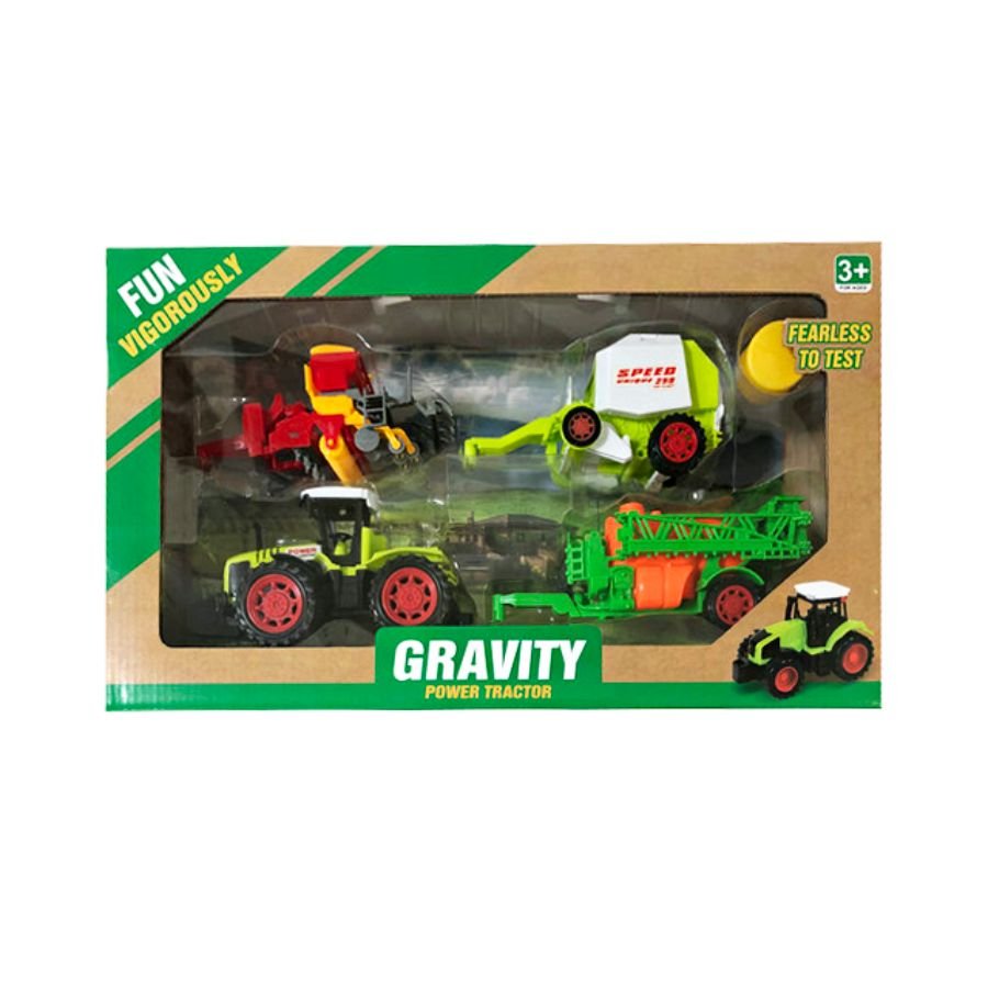 Gravity Tractors and Farming Machinery Playset for Kids