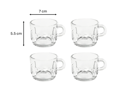 Elegant Glass Tea Pot with 4 Tea Cups Set of 5 Pieces 6661
