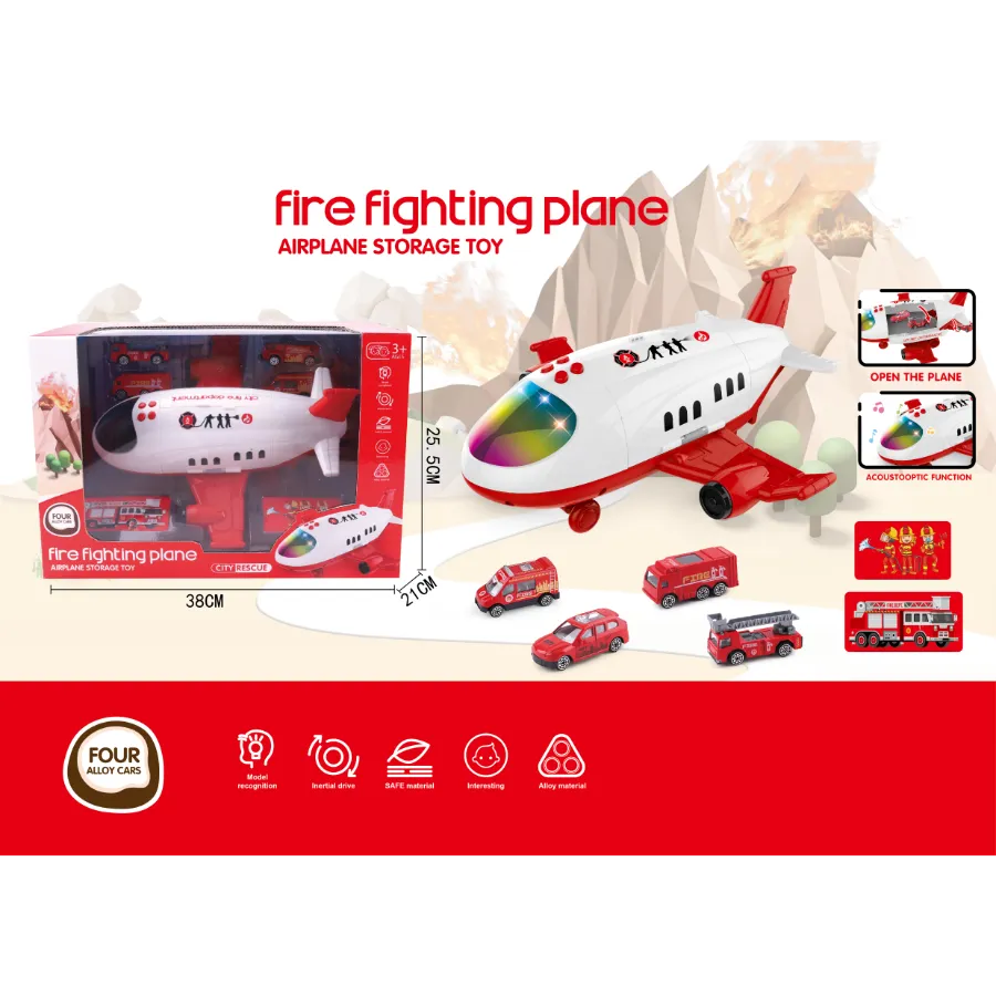 Fire Rescue Transporter Plane with Vehicles Play Set