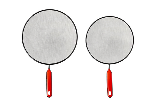 Metal Mesh Splatter Screen Cover Guard with Handle Black Set of 2 6692 A