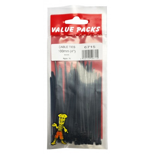 Value Pack Cable Ties 100 mm Black 0671 A