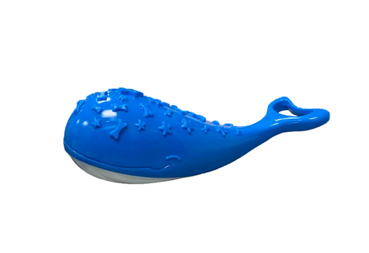 Pet Dog Whale Shaped Squeaky Toy with Stars and Dog Bone Design 12 cm Assorted Colours 6724