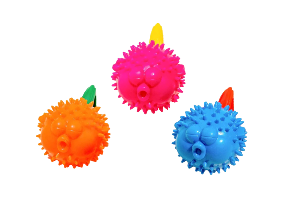 Dog Toy Ball Squeaky Puffer Fish 8.5 cm Assorted Colours 6725