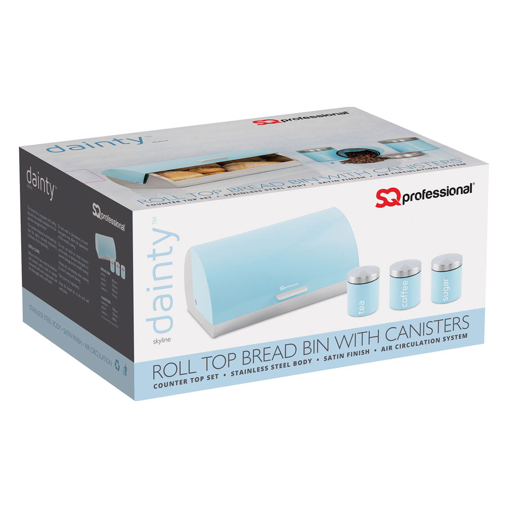 Sq Professional Dainty Metal Bread Bin With 3 Canisters Skyline