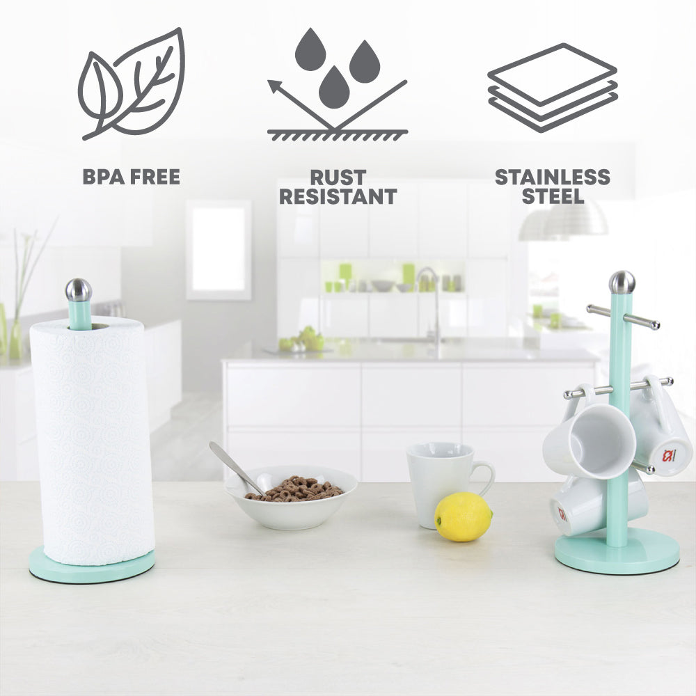 Dainty Kitchen Roll Holder & Mug Tree Seafoam Mint Green 2706 / 6738 A