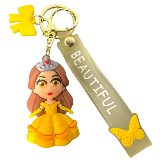 Princess Belle Style 3D Silicone Keychain Keyring Pendant