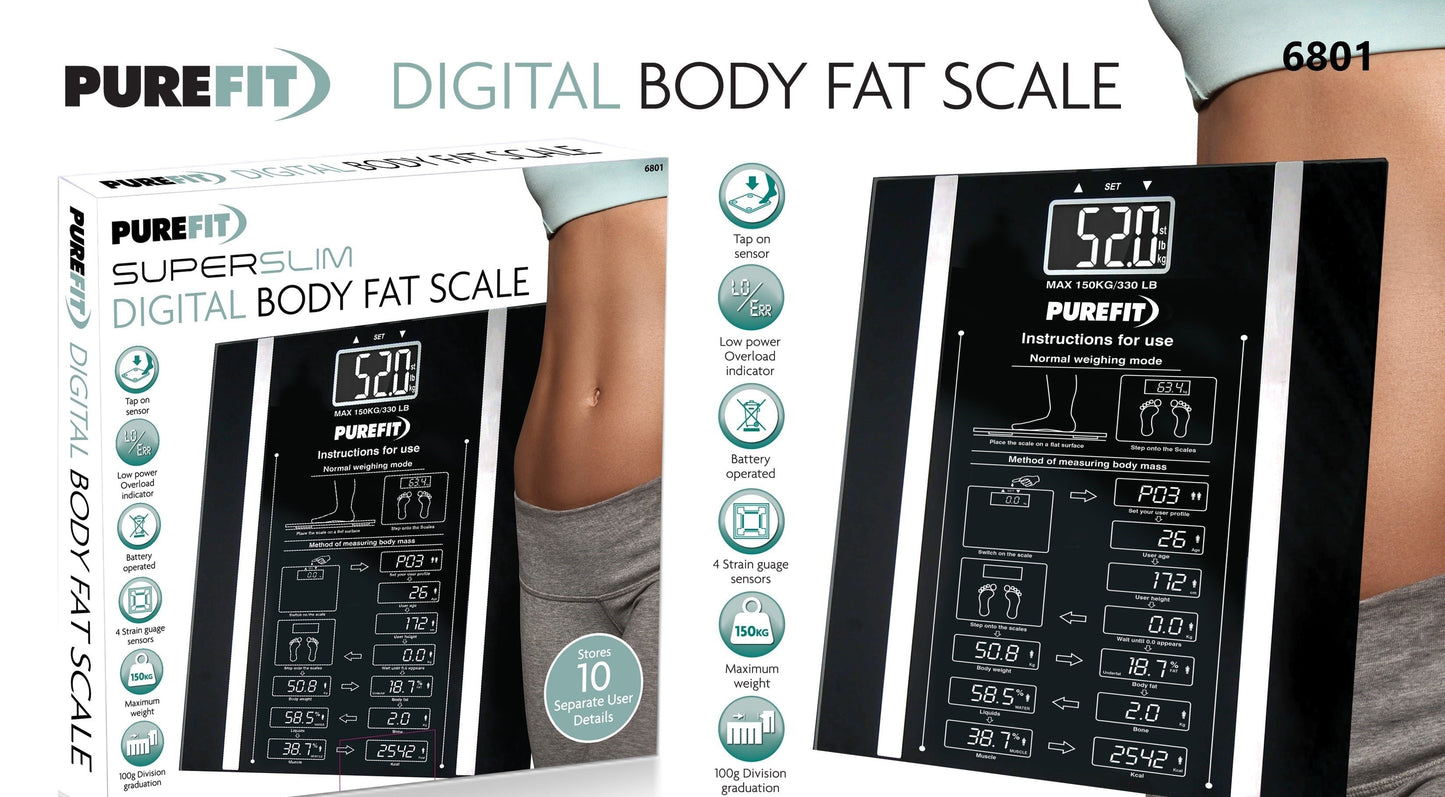 Square Digital Bathroom Body Fat Weighing Scale 28 x 28 x 2.8cm 6801