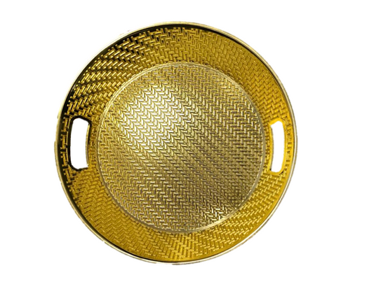 Plastic Round Serving Tray Patterned Design 26 cm Assorted Colours 6817