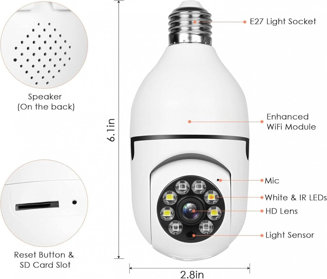 Light Bulb Security Camera 1080P