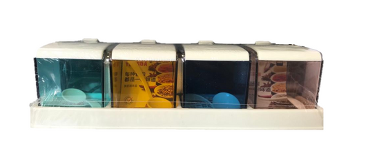 Plastic Spice Rack Storage Container Jars  28 x 8 cm Assorted Colours 6829