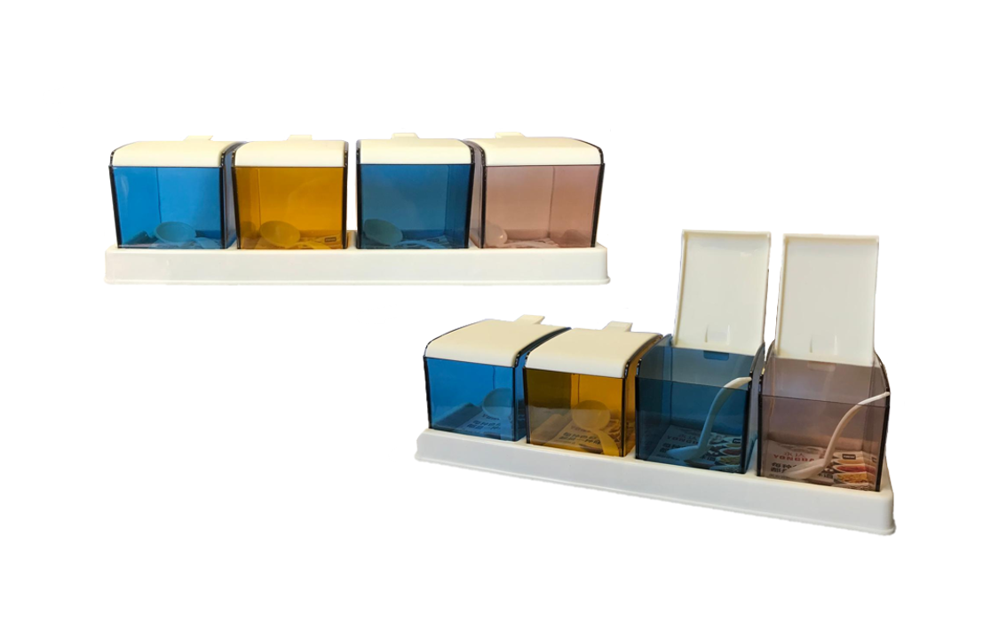 Plastic Spice Rack Storage Container Jars  28 x 8 cm Assorted Colours 6829