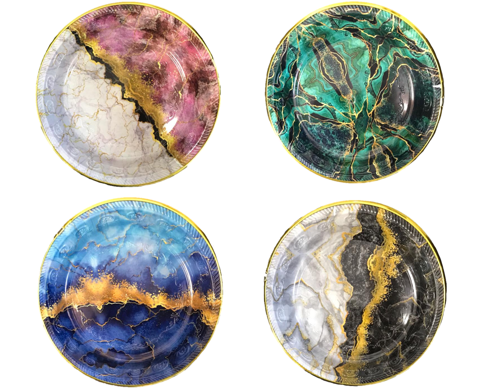 Round Plastic Tray Printed Geode Pattern Design 29 x 3.5 cm Assorted Designs 6830