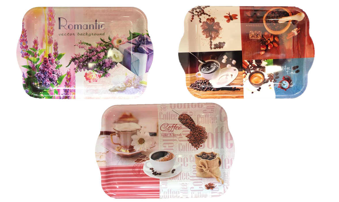 Plastic Tea Coffee Table Tray 30-34 X 23 Cm Assorted Designs