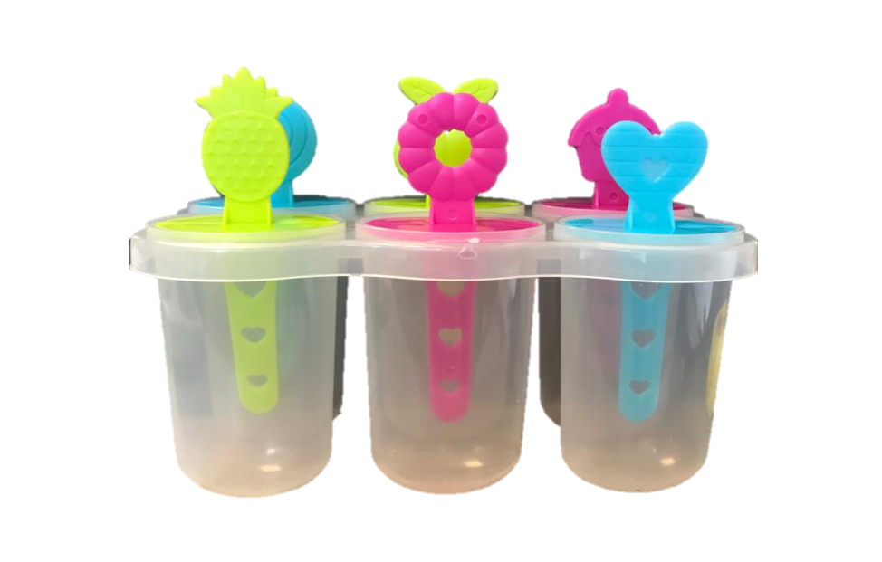 Plastic Ice Popsicle Maker Box 6 Popsicles 8 cm Assorted Colours 6835