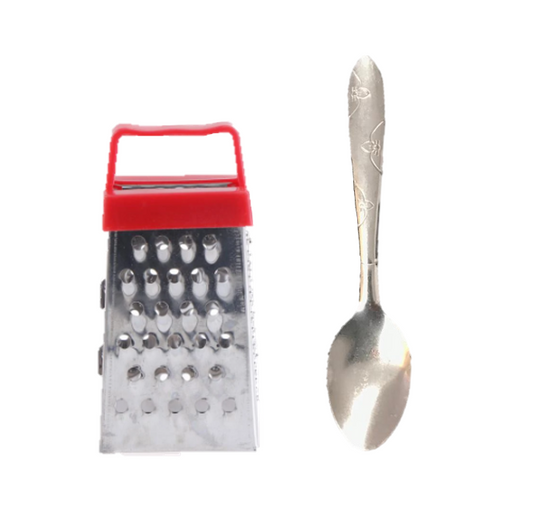 Mini Cheese Grater and Teaspoon 8 cm Assorted Colours 6864