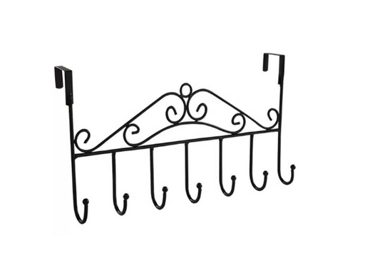 Metal Coat Hook Door Hanger Rack Black 40 x 21 cm 6870