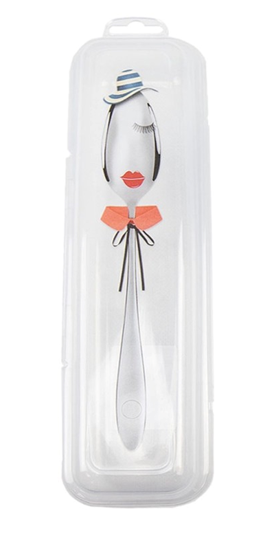 Portable Travel Clear Plastic Cutlery Box Case with Cover 22 x 6.5 x 4 cm Assorted Designs 6873