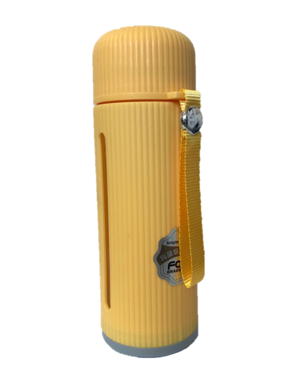 Glass / Plastic Water Bottle Flask with Strap 500ml 21 x 7 cm Assorted Colours 7218 A