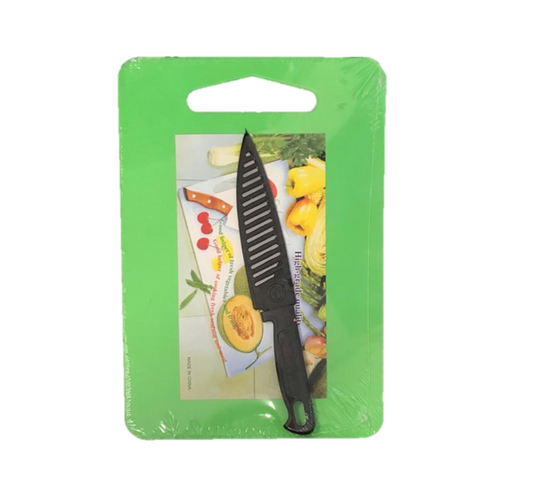 Plastic Chopping Board with Knife 26 x 18 cm Assorted Colours 6882