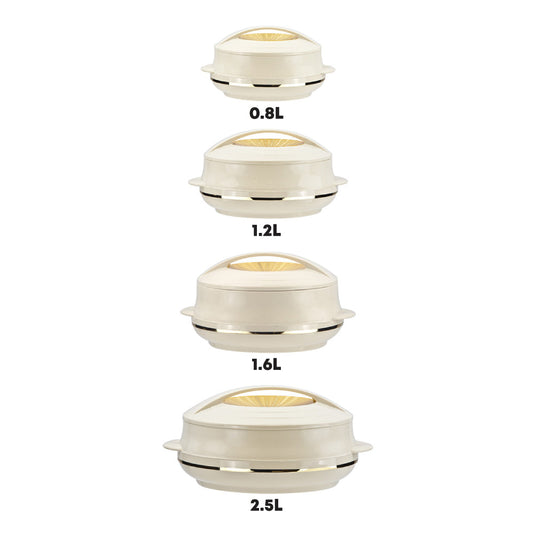 SQ Professional Olympic Insulated Hot Pot Set of 4 0.8L - 1.2L - 1.6L - 2.5L Beige Gold 2746