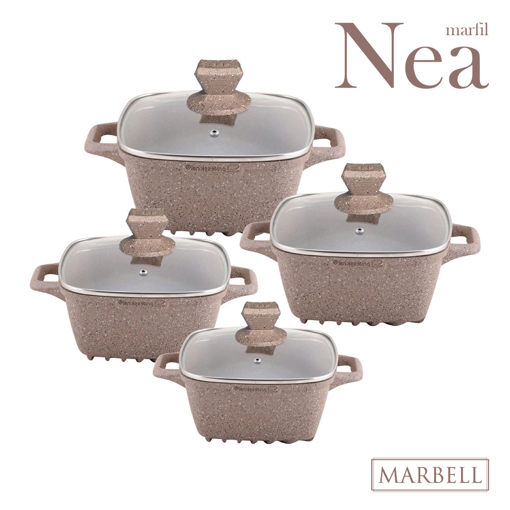 Nea Marbell Square Stockpot Set of 4 Marfil 4927 / 6904
