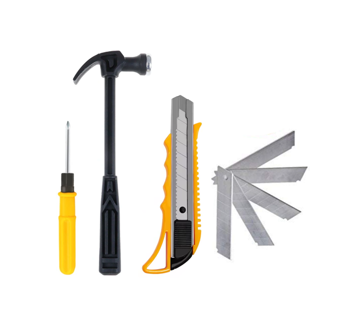 DIY Tools Set of 4 Hammer Screwdriver Stanley Knife 6919