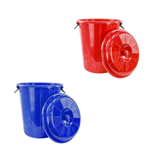 Plastic Eco Storage Drum Bin Bucket with 2 Side Handles 80L Assorted Colours 11596