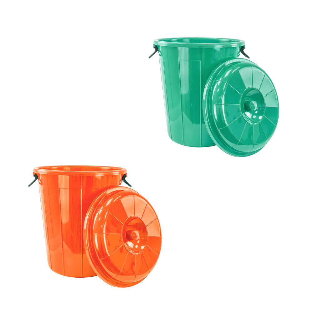 Plastic Eco Storage Drum Bin Bucket with 2 Side Handles 70L Assorted Colours 3198