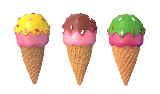 Pet Dog Toy Squeaky Ice Cream Cone Assorted Colours