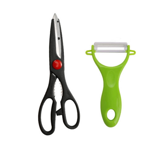 Kitchen Scissors and Vegetable Peeler Set Assorted Colours 6949