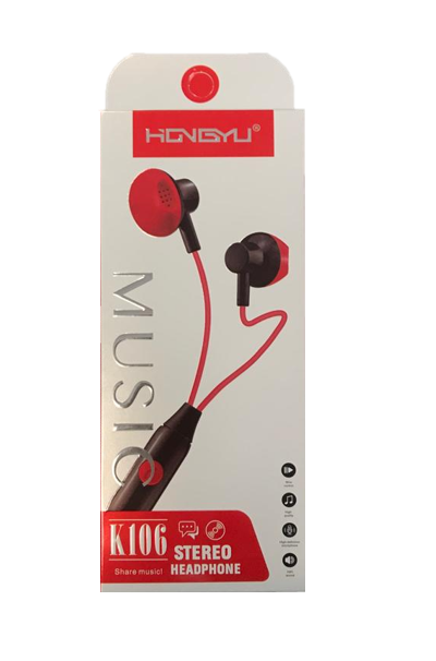Hongyu Wired Headphones / Earphones K106 Assorted Colours 6966