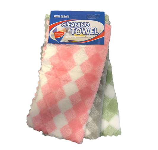 Cleaning Towel Cloth 27 x 28 cm Pack of 3 Assorted Colours 6971