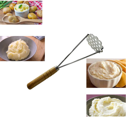 Kitchen Steel Potato Masher/ Press Wooden Handle Food Prep 3647 A