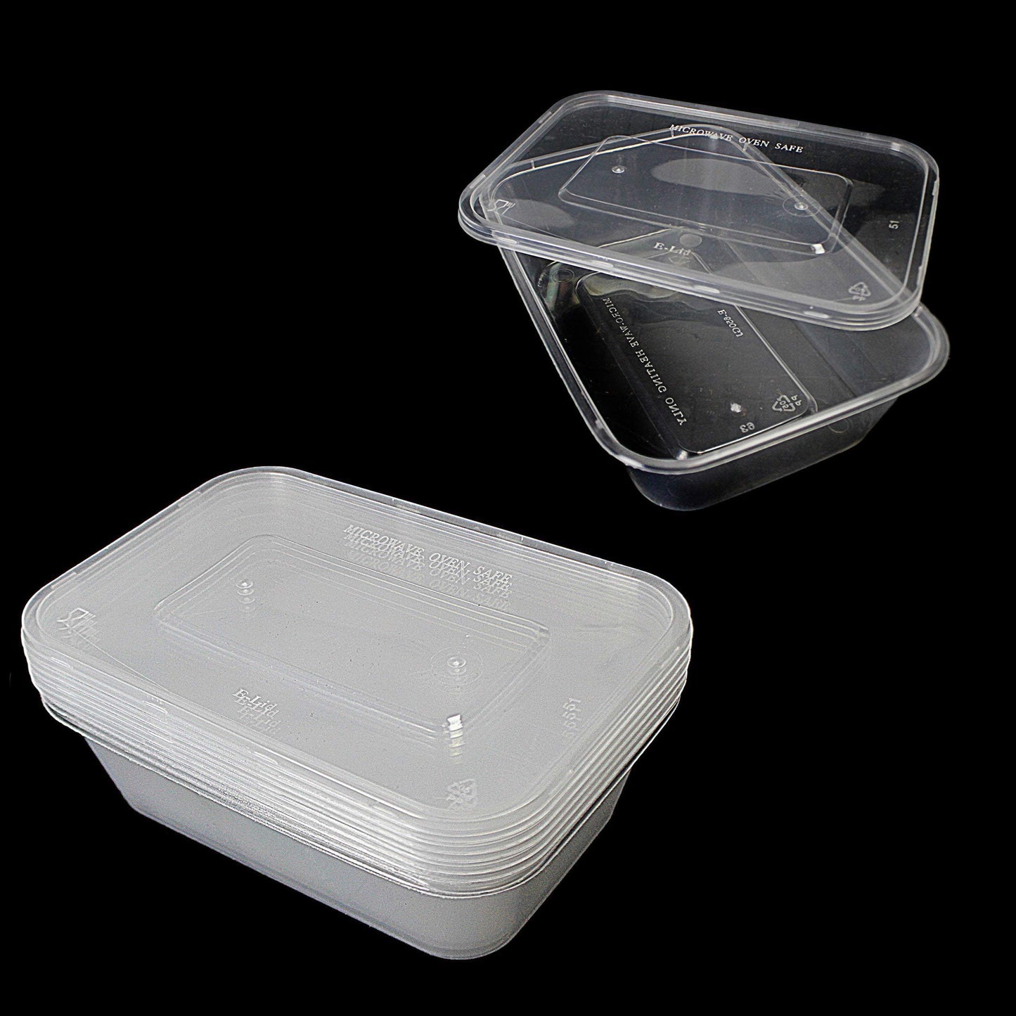Plastic Food Takeaway Containers Oven And Microwave Safe 500Ml 6 Pack