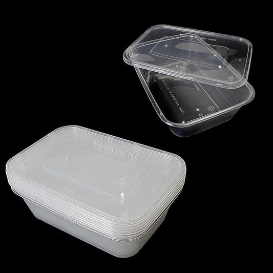 Plastic Food Takeaway Containers Oven And Microwave Safe 500Ml 6 Pack