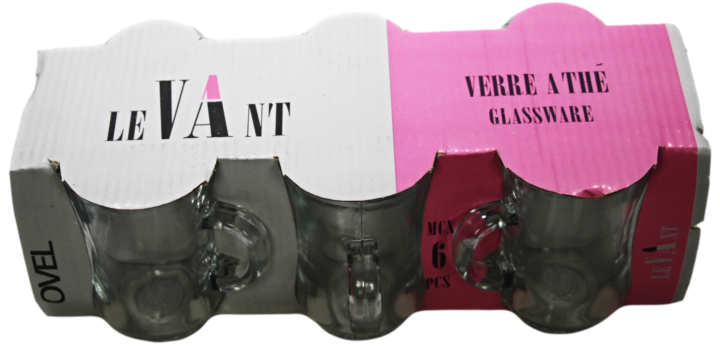 Ovel Tea Glasses With Handles Set Of 6  (Parcel Plus Rate)