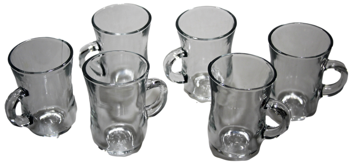 Ovel Tea Glasses With Handles Set Of 6  (Parcel Plus Rate)