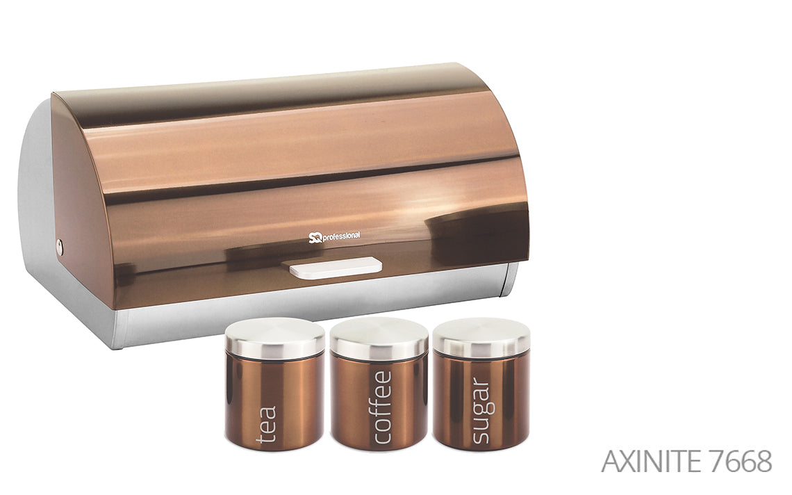 Sq Professional Gems Metal Bread Bin With 3 Canisters A x inite