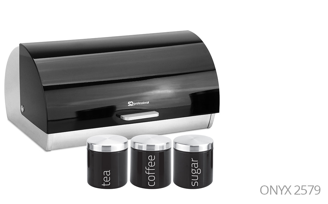 SQ Professional Gems Metal Bread Bin with 3 Canisters Assorted Colours 9895