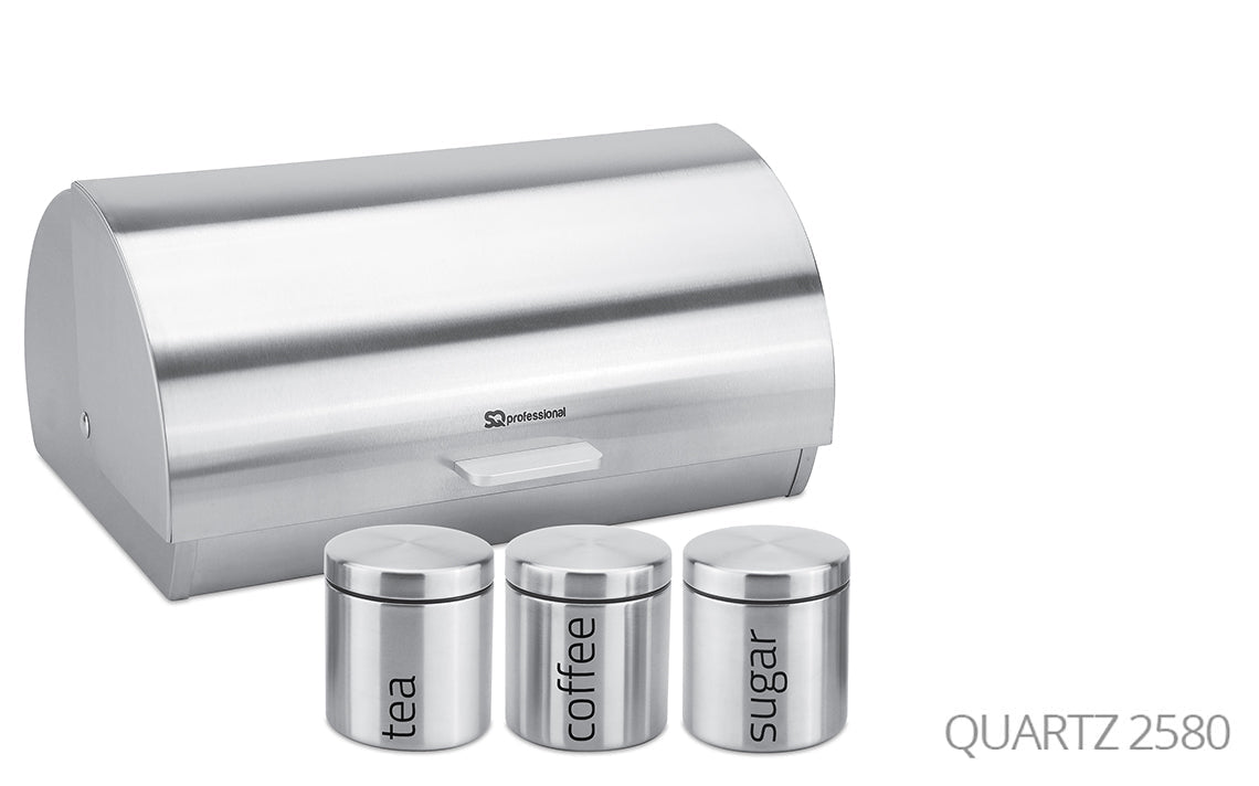 Sq Professional Gems Metal Bread Bin With 3 Canisters Assorted Colours