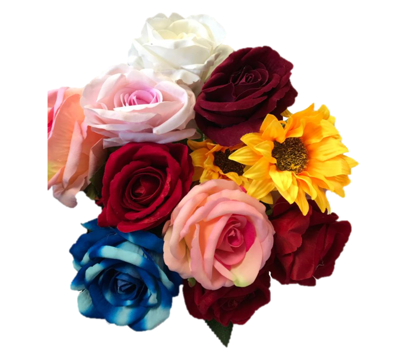 Plastic Artificial Fake Roses Flowers Single Stem Velvet Petals 50 cm Assorted Colours 7105