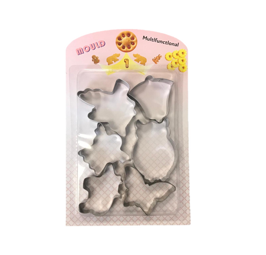 Metal Baking Cookie Cutters Moulds Pack of 6 Assorted Shapes 7063