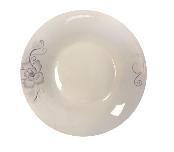 Dining Salad / Dessert Plate White Floral Design 23 x 4 cm 7074