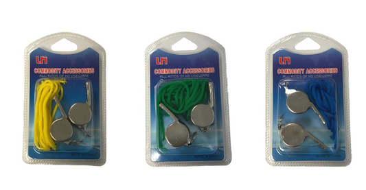 Metal Whistle with String 4 cm Pack of 2 Assorted Colours 7101