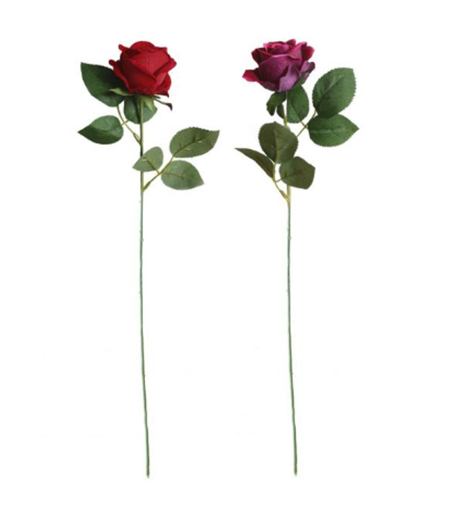 Plastic Artificial Fake Roses Flowers Single Stem Velvet Petals 50 cm Assorted Colours 7105
