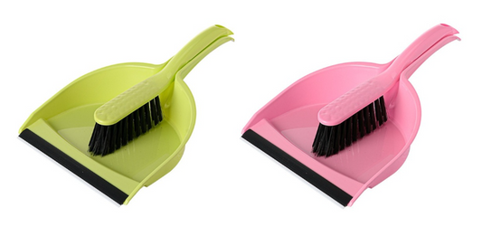 Plastic Dustpan and Brush 30 x 21 cm Assorted Colours 7107