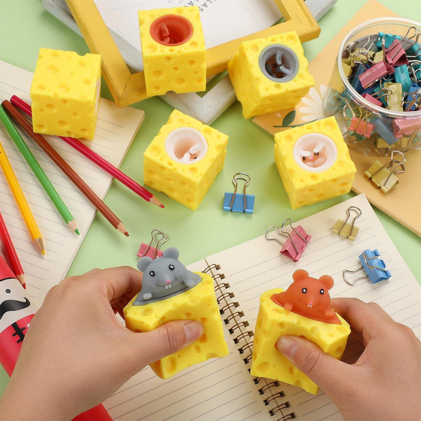Squishy Cheese Fidget Pop Up Mice Sensory Toy