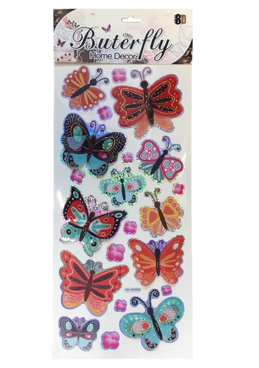 Room Decor 3D Effect Wall Stickers 50 x 24 cm Butterfly Designs Assorted Designs 7128